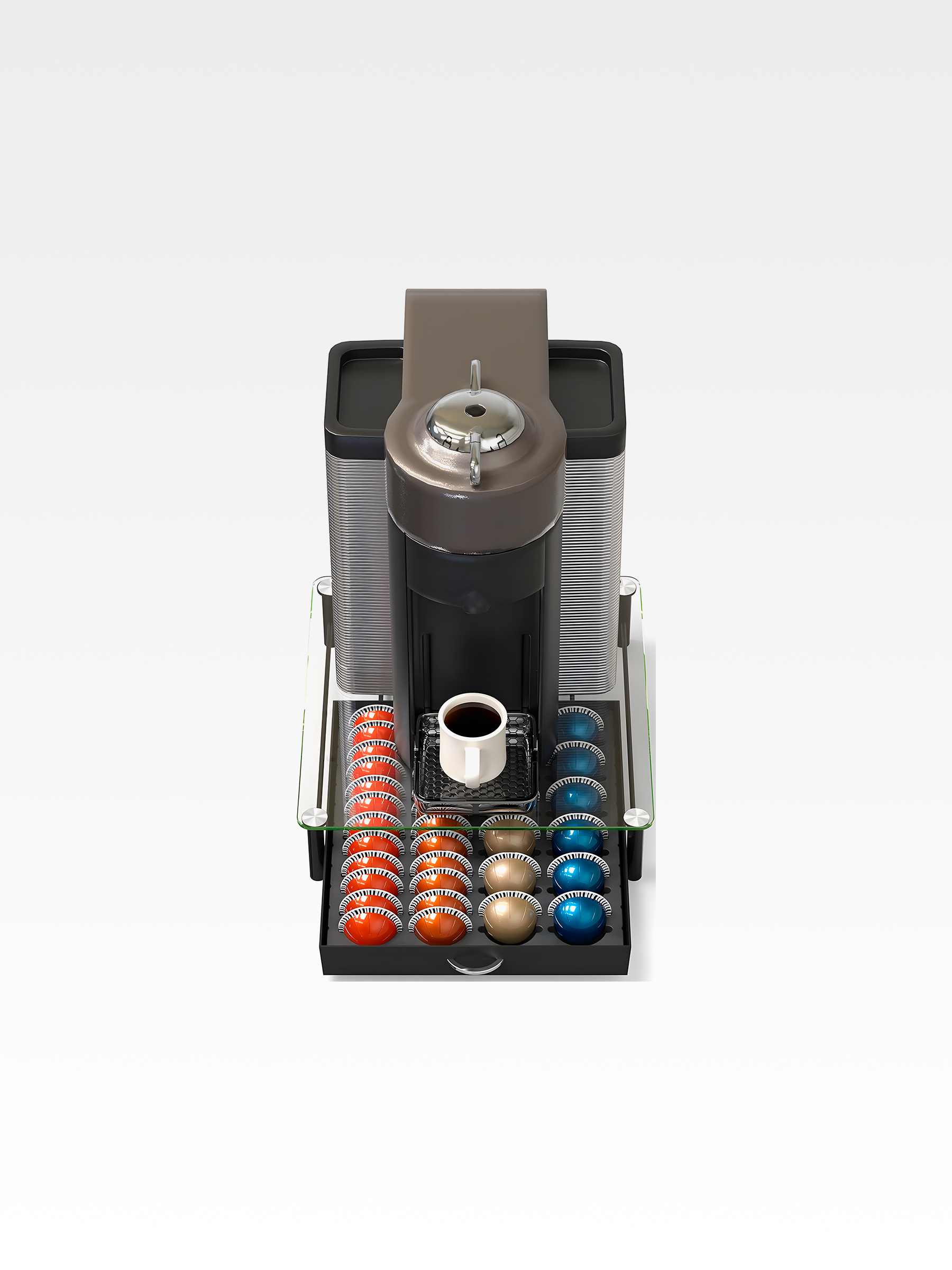 Tempered Glass Capsule Drawer for Nespresso Vertuo, Holds 24 Large or 48 Small Capsules (Capsules Not Included)