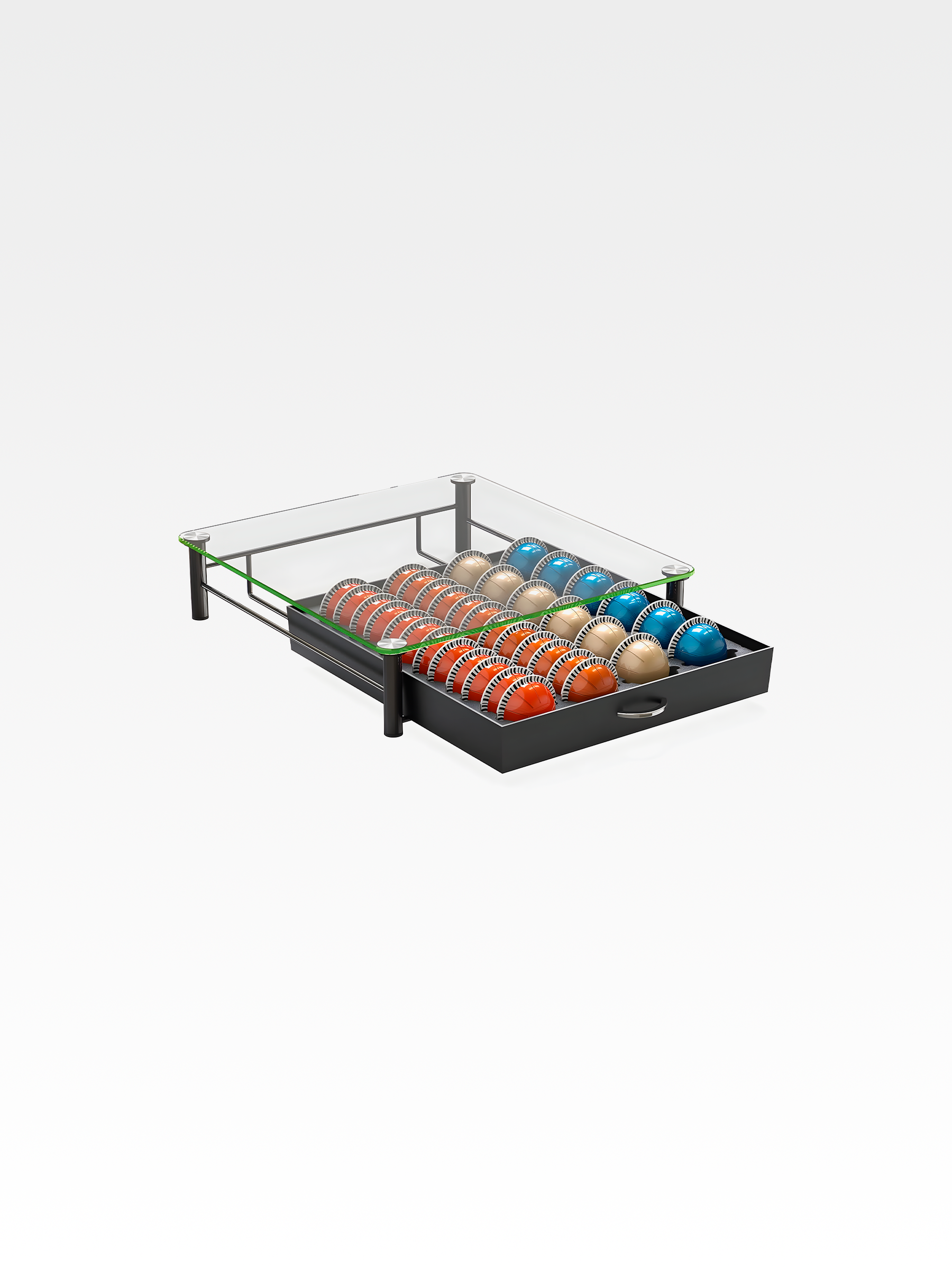 Tempered Glass Capsule Drawer for Nespresso Vertuo, Holds 24 Large or 48 Small Capsules (Capsules Not Included)