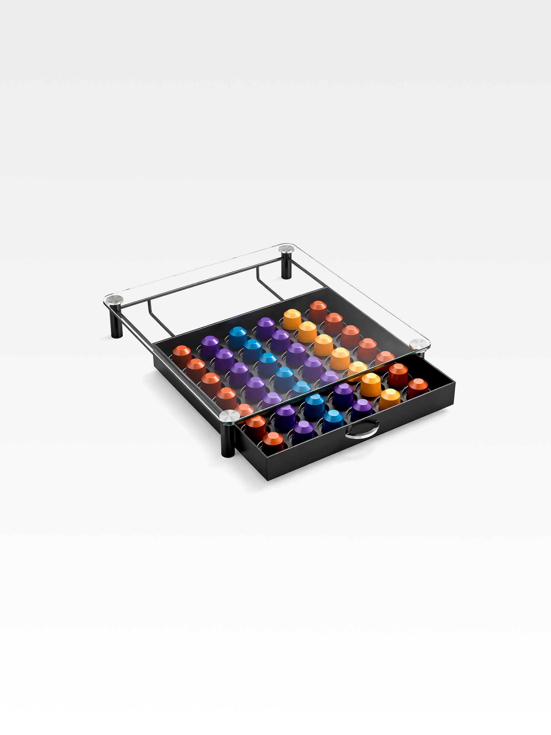 Tempered Glass Coffee Pod Drawer Compatible with Nespresso Original Line, 42 Capsules